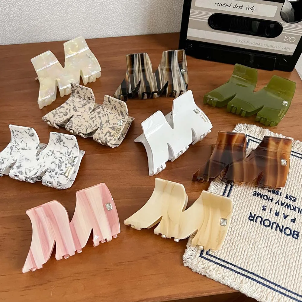 

Personalized Niche M-shaped Acetate Hair Claw for Woman Girls Simple Korean Style Fashion Shark Clip Hairpin Hair Accessories