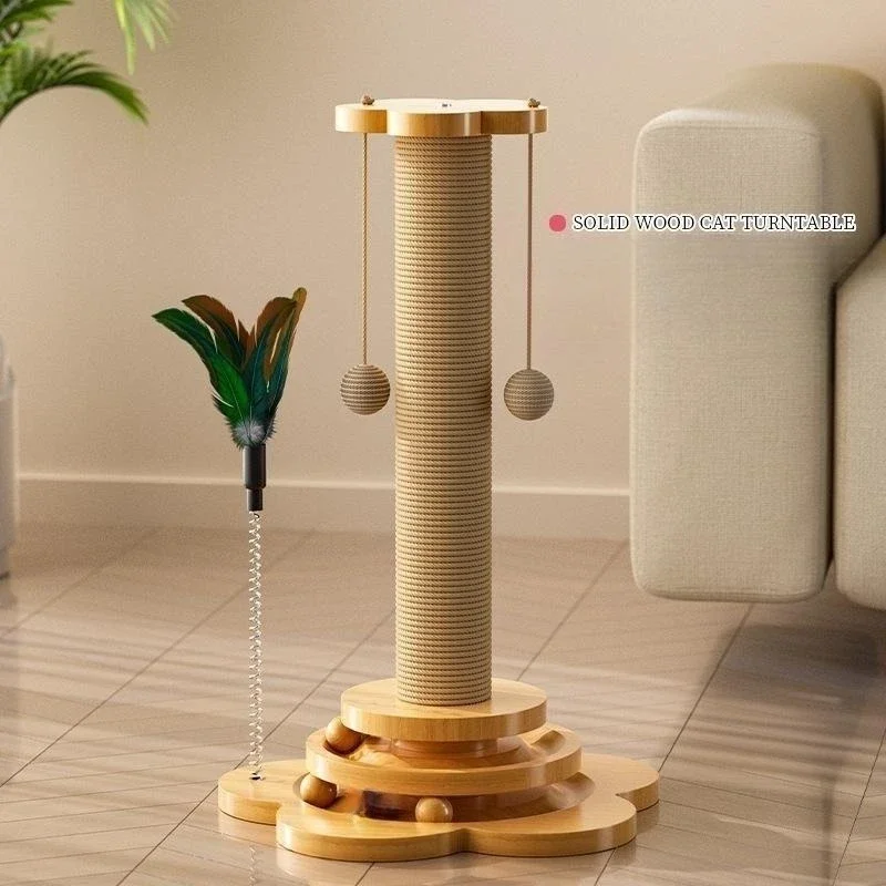

Wood Toy Cat Scratching Balls Stick Solid Durable Turntable Funny Pet Sisal Cat Cat Supplies Board Grab Cat Column Cat