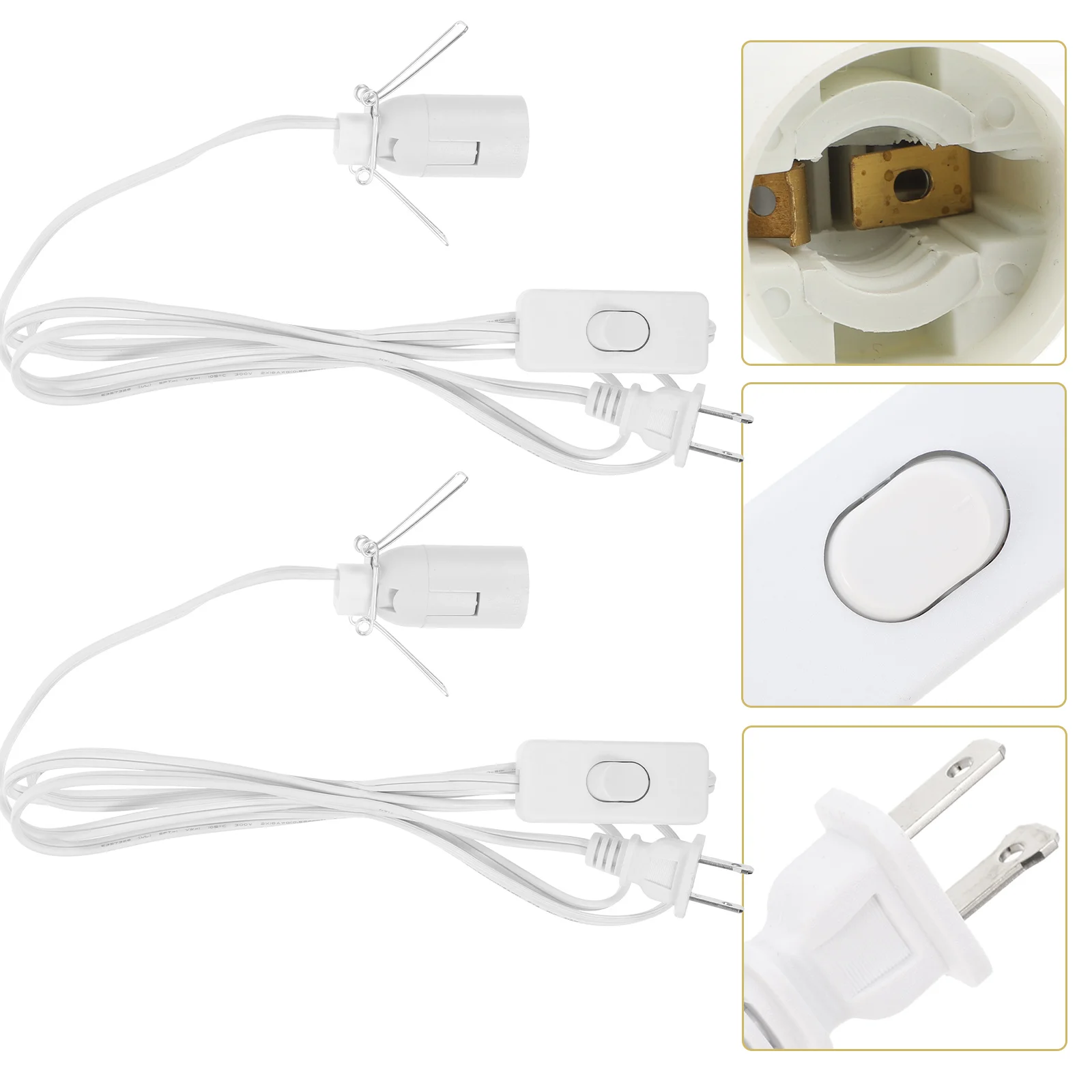 

2 Pcs E12 Wire Bulb Socket Light Plug Crystal Cord with Copper Part Outlet