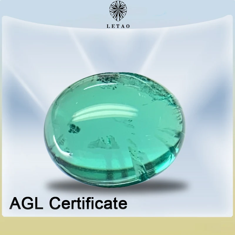 Lab Grown Oval Shape Smooth Surface Colombia Emerald Charm Gemstone DIY Ring Necklace Earrings Main Materials AGL Certificate
