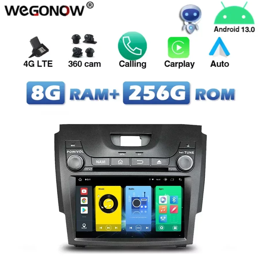 

720P SIM Car DVD Player Carplay Auto Android 13.0 8G+256G Wifi Bluetooth RADIO GPS For Chevrolet Colorado S10 Isuzu d-max MU-X