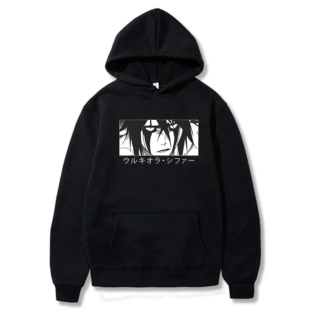 Bleach Ulquiorra Cifer Grafik Kapüşonlular Erkek Harajuku Hip Hop Büyük Boy Kazaklar Moda Vintage Kapşonlu Rahat Tişörtler
