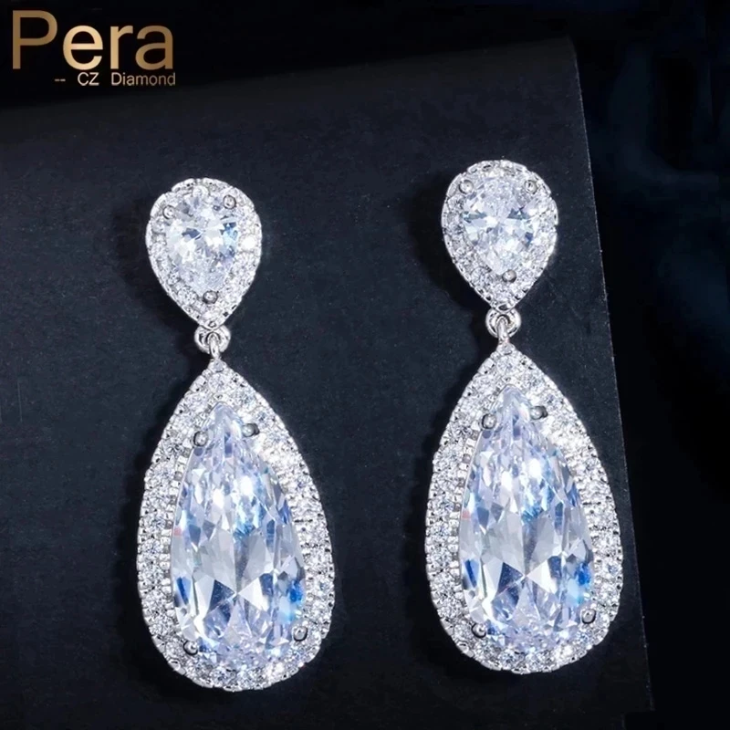 Dangle Earrings Drop Earrings Long Earrings Water Drop Cubic Zirconia Silver Dangle Earrings For Brides