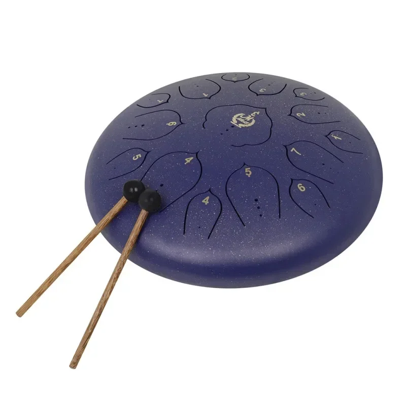 14 Inch 15 Tone Drum Steel Tongue Drum with Handbag Drumsticks Percussion Psychotherapy Meditation Instrument Gift for Beginner