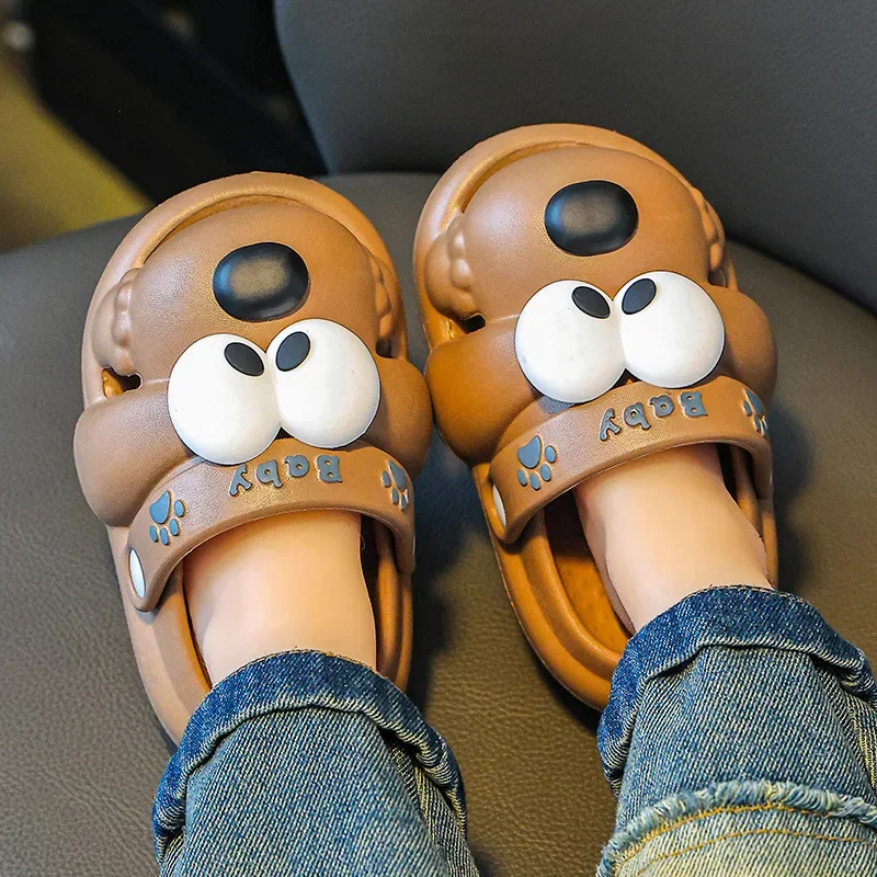 2025 Boys Girls Yellow Dog EVA Clog Shoes Soft Bottom Indoor Outdoor Anti-Slip Two-Way Wear Cute Sandals Adorable