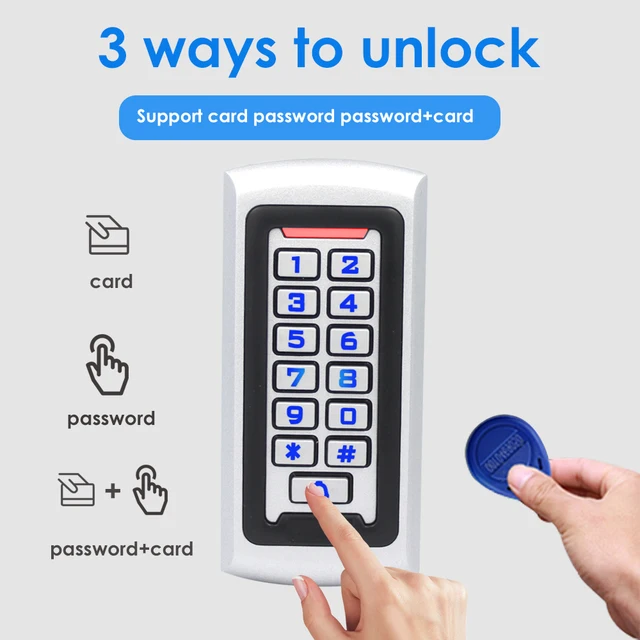 LED Backlight Metal Keypad Wiegand RFID Card Reader 125khz Access Control System Proximity Card Standalone 2000 Users Door Lock 4