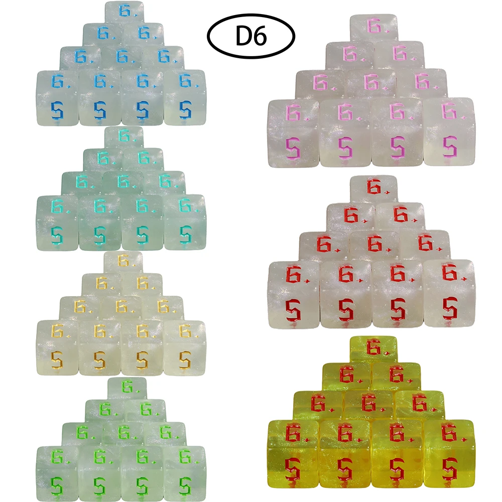 D6 Dice Set 10PCS for DND 6 Sided Dice Multi-sided Games Dices Desktop Polyhedral Set for Role Playing Game