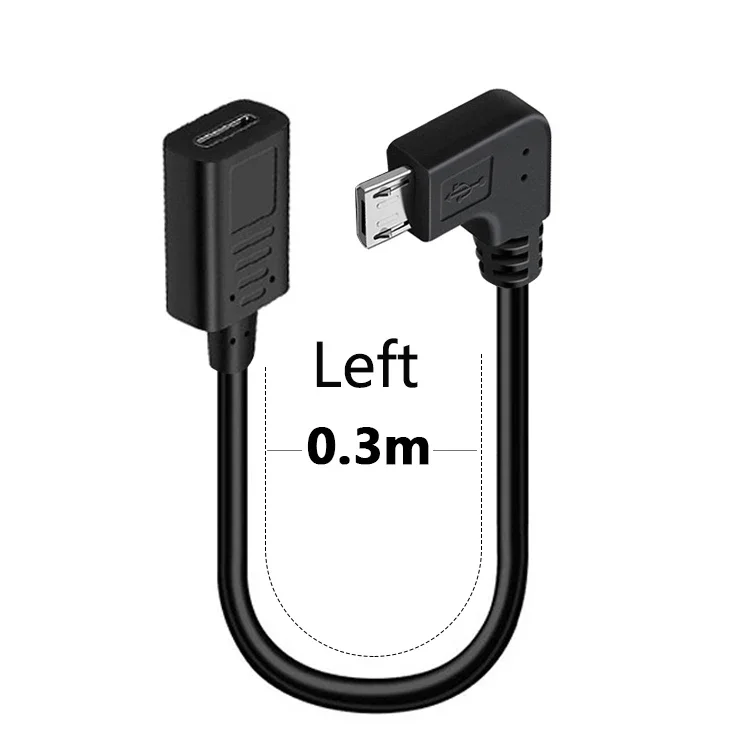 90도 각도형 타입-C 암-마이크로 USB 수 USB 충전기 데이터 OTG 케이블 어댑터 오른쪽/왼쪽/위/아래
