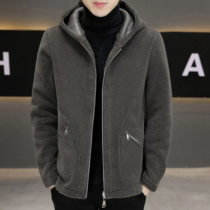 Winter New Men Fashion Two-Sided Wear Woolen Coat Male High-End Hooded Fur Integrated Jacket Casual Warm Large Size Outwear