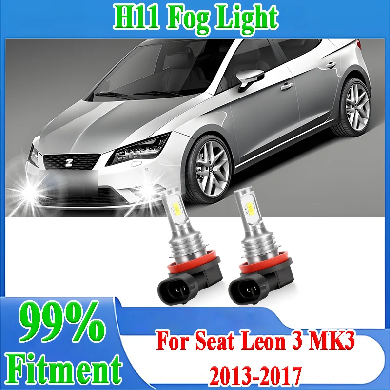 2개입 H11 캔버스 차량용 LED 안개등 200W 고출력 1:1 디자인 시트 레온 3 MK3 2013 2014 2015 2016 2017 전방 안개등
