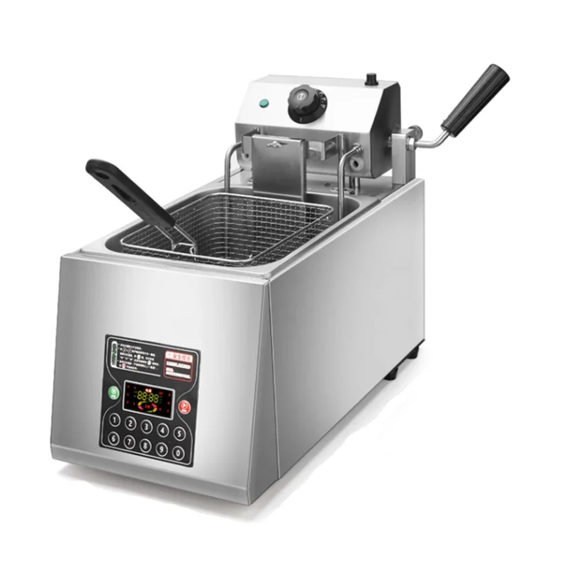 8L Electric Frying Pan Commercial Single-cylinder Timed French Fries Intelligent Automatic Lifting Large-capacity Fryer Electric