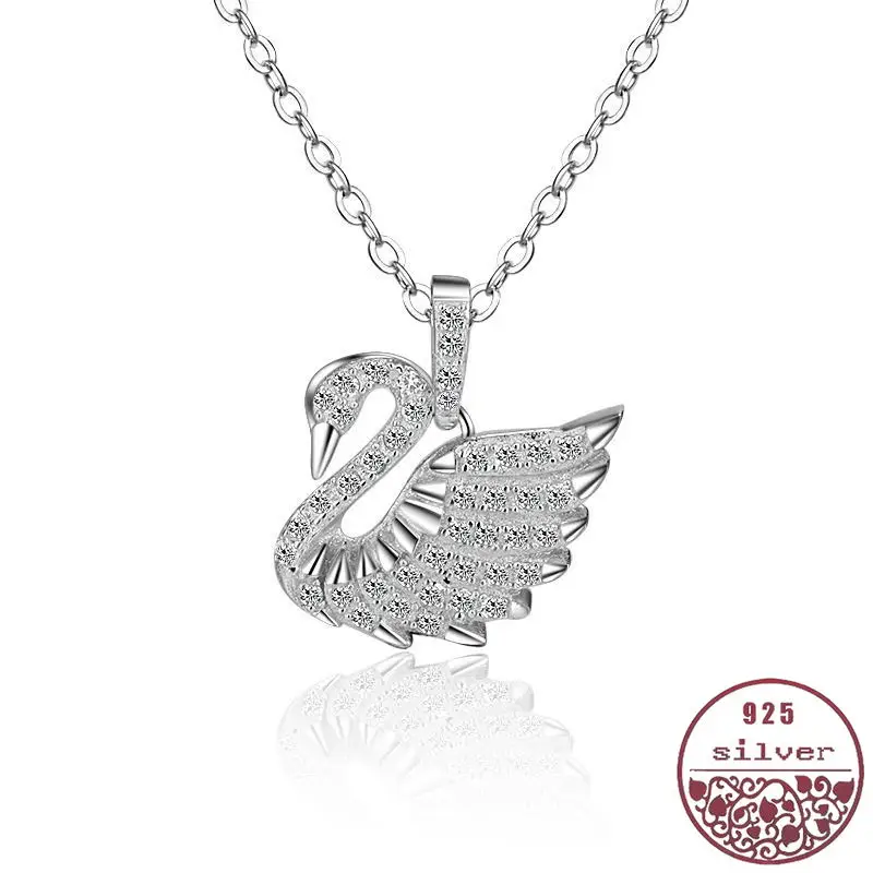 Silver Pendant S925 Sterling Silver 5A Zircon Swan-shaped Female Money Pendant