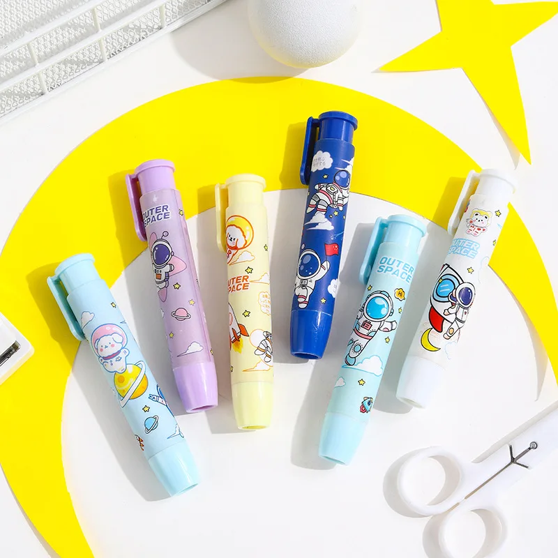 Kawaii Space Travel Astronaut Press Type Soft Rubber Eraser for Students School Office Supplies Cool Prizes Stationery