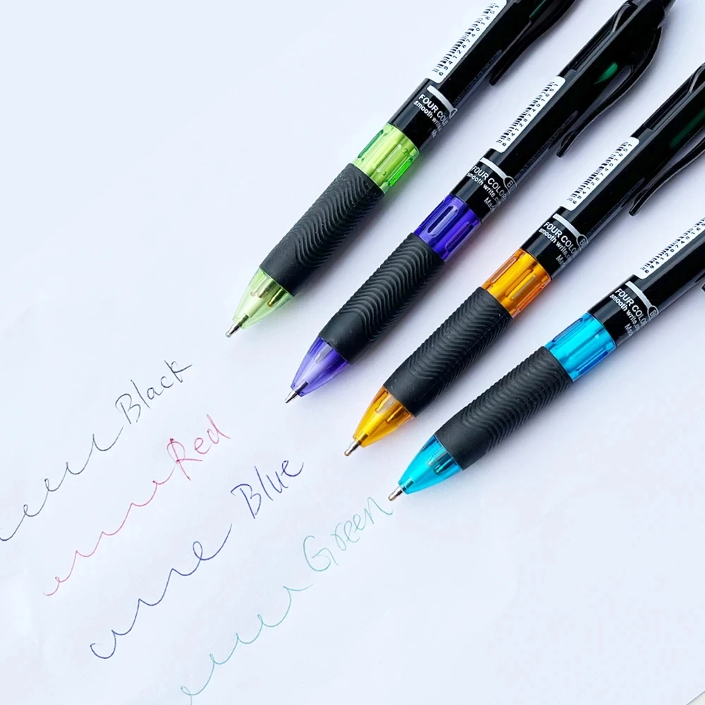 Ballpoint Pen 4pcs/set Creative 4 in 1 0.7mm Black Blue Red Green Ball Pen Office School Marking Cute Stationery