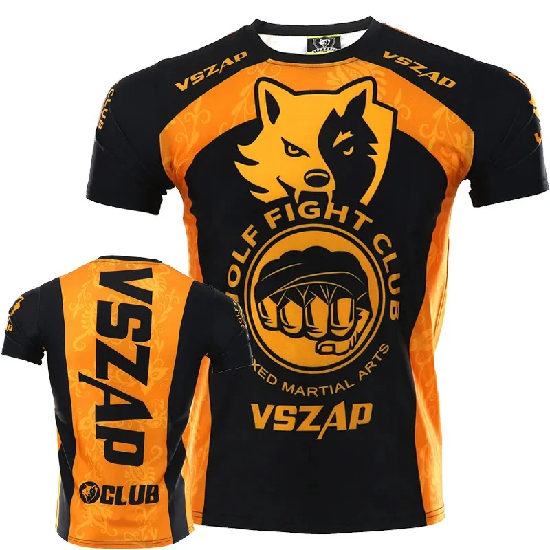 Herren Muay Thai Sport Lockeres Kurzarm-Rundhals-T-Shirt Lässiges Outdoor-Laufshirt Modische Fitnesskleidung Top Sommer