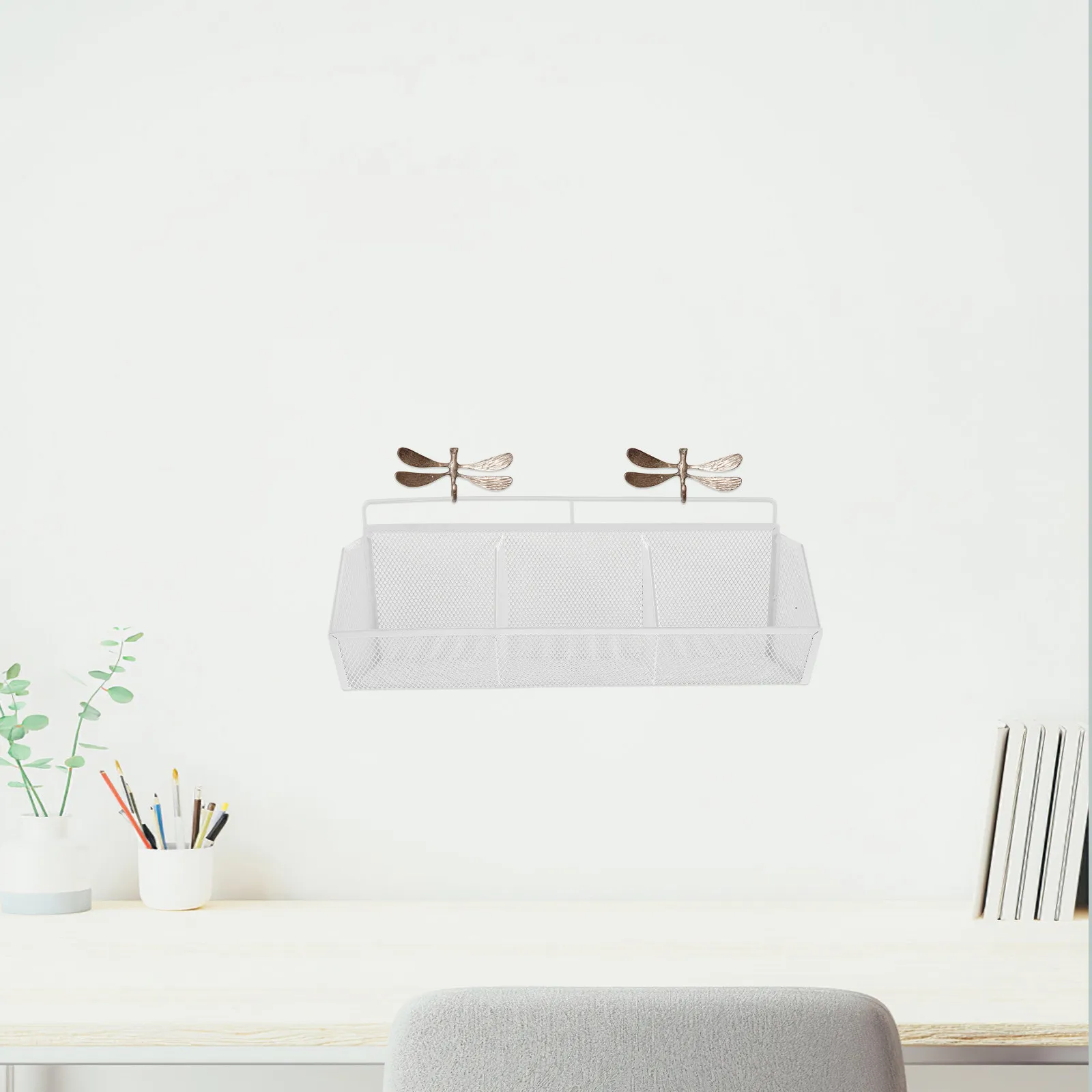 와이어 메쉬 파일 정리함 3칸 경사형 문서 홀더 사무실 책상 수납 랙 데스크탑 파일 정리함 잡지꽂이