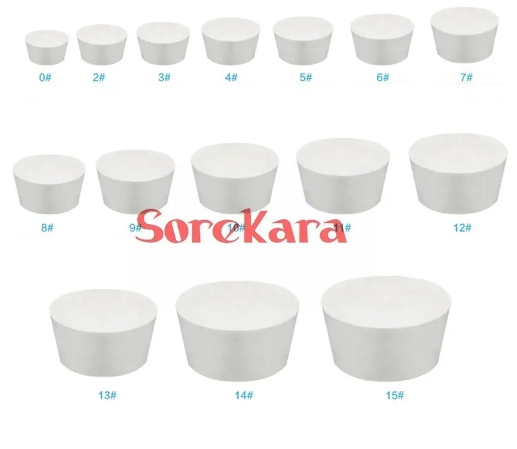 

8x12.5 11x15 13x17 14x19 15x21 17x23 19x26 22x29 25x33 55x68mm Rubber Stopper Laboratory Test Tube Solid Bungs Airlock Lab Use