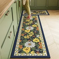 Kitchen Carpet PVC Leather Waterproof Floor Mat Non-slip Oil Proof Foot Mats Long Rug Spring Green Flower Home Decoration Rugs 1