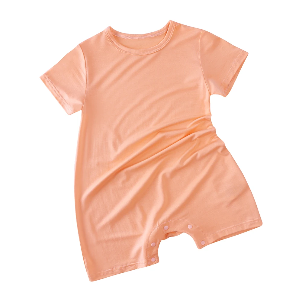 Description Picture 4 of item2025 Summer Cute Newborn Baby Clothes Infant Romper Soild Modal Onesie Soft Jumpsuit Toddler Boy Girl Romper Casual Pajamas