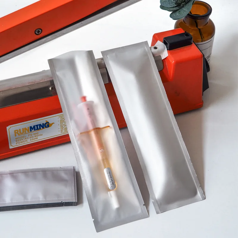 50pcs 순수 알루미늄 진공 가방 상단 오픈 포장 주머니 투명 창 플라스틱 호일 열 씰링 Baggies 비즈니스 용품