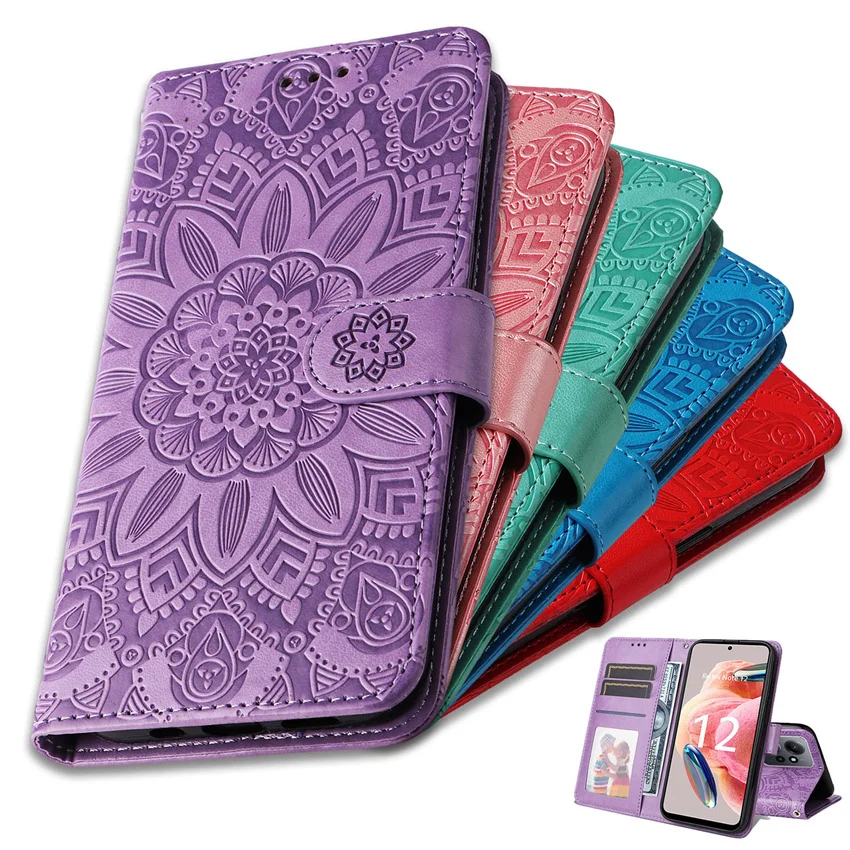 Custodia Per Telefono In Pelle Flip Mandala Girasole Per Samsung S8 S9 Plus S10 S20 Fe S21 S22 S23 Lite Ultra Z Flip Fold 3 4 Cover Per Portafoglio