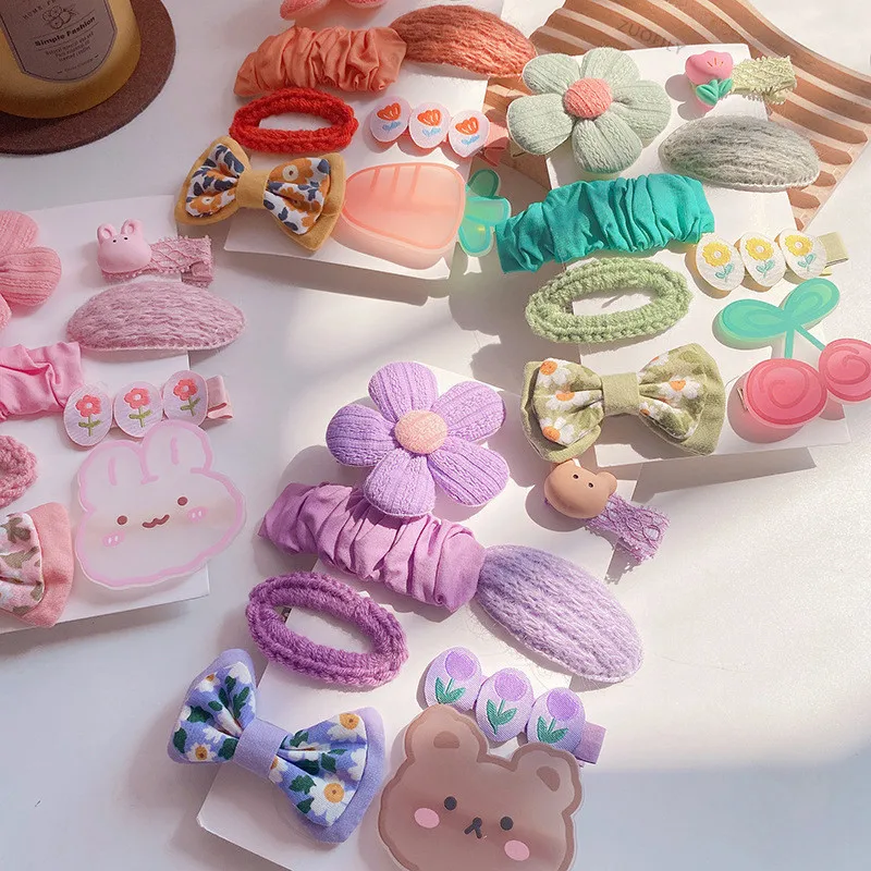 Baby Accessories luxury	 8Pcs/set Toddlers Kids Hair Clips Hairpins for Children Baby Handmade Cute Teen Girls Hair Accessories Cloth Barrettes Hairclip car baby accessories