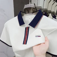Polo imprimé de marque de luxe à manches courtes pour homme, haut d'été haut de gamme en soie glacée, confortable, respirant, décontracté, T-shirt professionnel 1