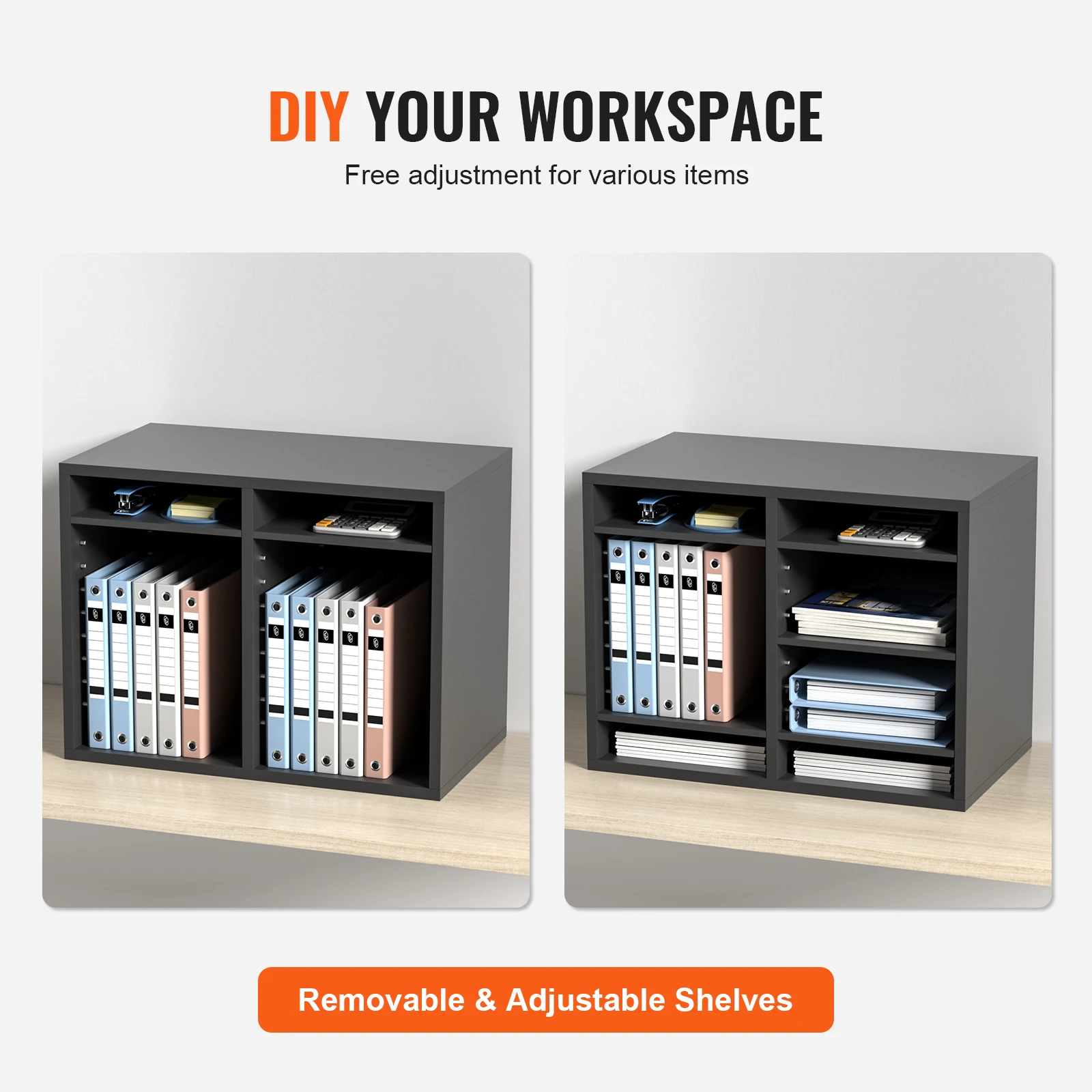 Wood Literature Organizer with Adjustable Shelves for Office Home