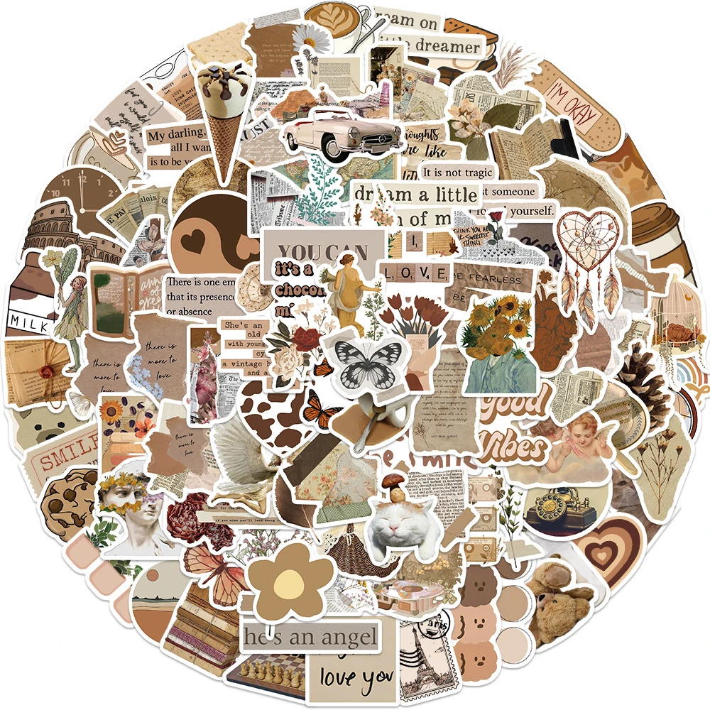 

10/30/50/112pcs Retro Food Aesthetics Stickers Cartoon Sticker Laptop Car Bike Guitar Phone Skateboard Suitcase Kid Toy Decals