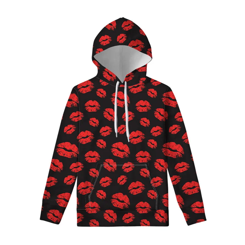 thumbnail image 1 of Sudadera con capucha con estampado 3D de labios rojos punk para hombre y mujer, ropa fresca para primavera y otoño, sudadera con capucha de manga larga, camisetas informales, jersey, 1 of 4