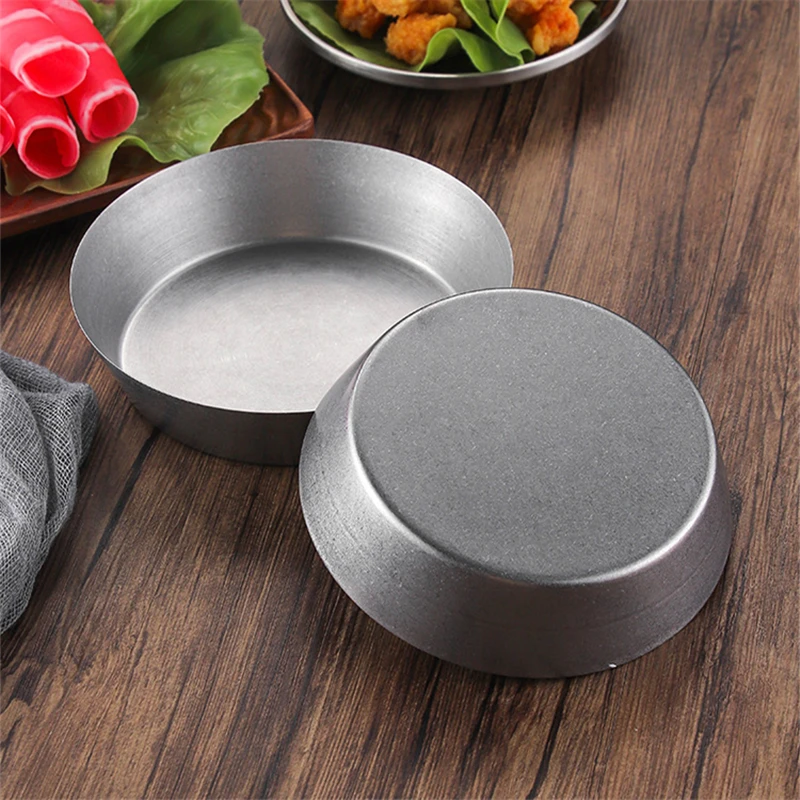 Retro Deep Side 304 Stainless Steel Food Plates Single-layer Sauce Dish Meat Fruit Dessert Trays Tableware Kitchen Dinner Plate