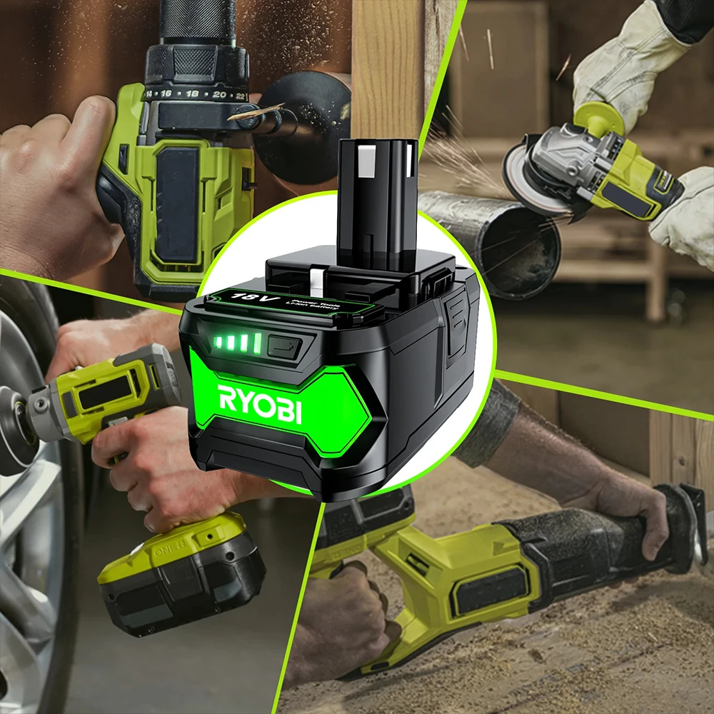 Ryobi 18V Battery, For Roybi ONE+ Power Tool Cordless P108