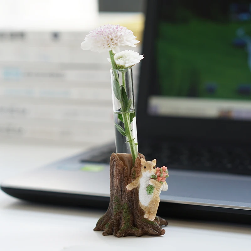 Creative Animal Flower Glass Vase Test Tube Plant Holder Hydroponic Transparent Container Office Dining Table Floral Home Decor 5