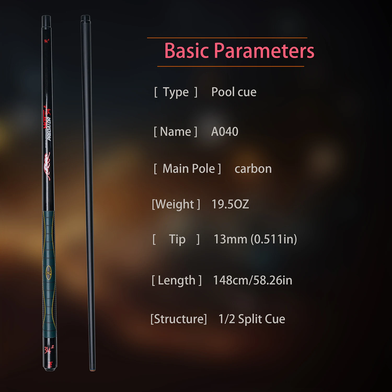 13mm Pool Cue Professional Carbon Billiard Cue Slip Resistant Grip Quick Connect Joint Ideal for Nine Ball and Carom Tournaments