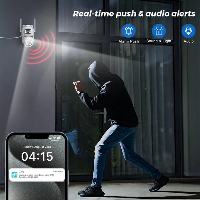 10MP 5K PTZ WiFi IP Camera Security Protection Dual Lens Screen Color Night Vision Auto Track CCTV Surveillance Camera O-KAM Pro 6