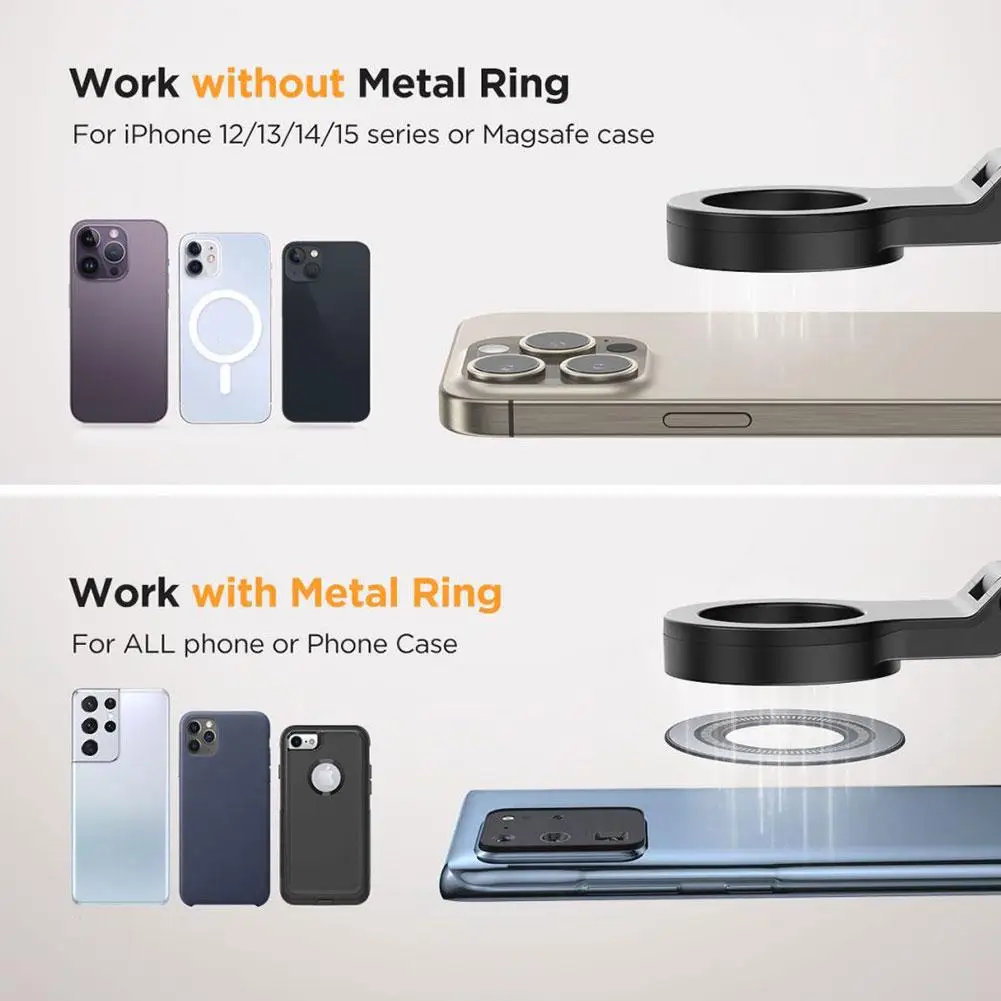 Magnetic Cell Phone Holder 360° Rotation Adjustable Foldable Portable for Airplane Backrest Tray Desktop Bedroom Kitchen