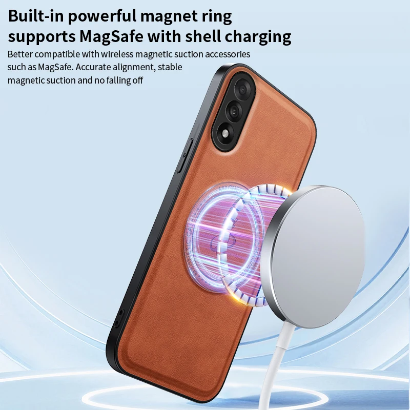 Magnetic Wireless Charging PU Leather Protective Case and Hard Back Cover