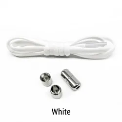 Elastic No-Tie Quick-Release Shoelaces with Metal Lock (WHITE)