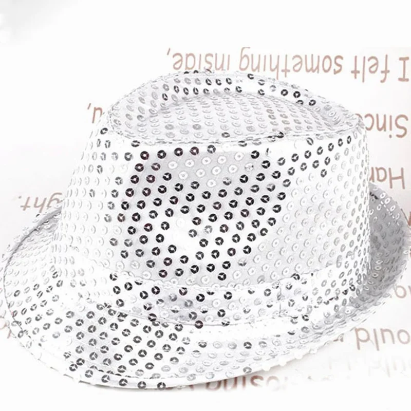 Unisex Pailletten Hut Bühne Dance Show Party Hip Hop Jazz Glitter Cowboy Caps Leistung Kostüm Clown Zauberer Glänzende Perlen Hut – Detail 9