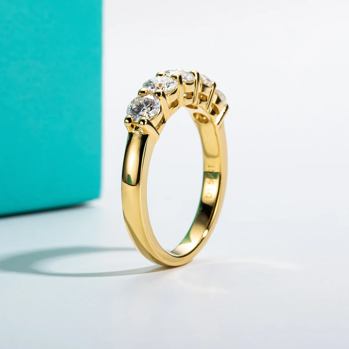 Wedding Band Ring 925 Sterling Silver 18K Gold Plated Eternity