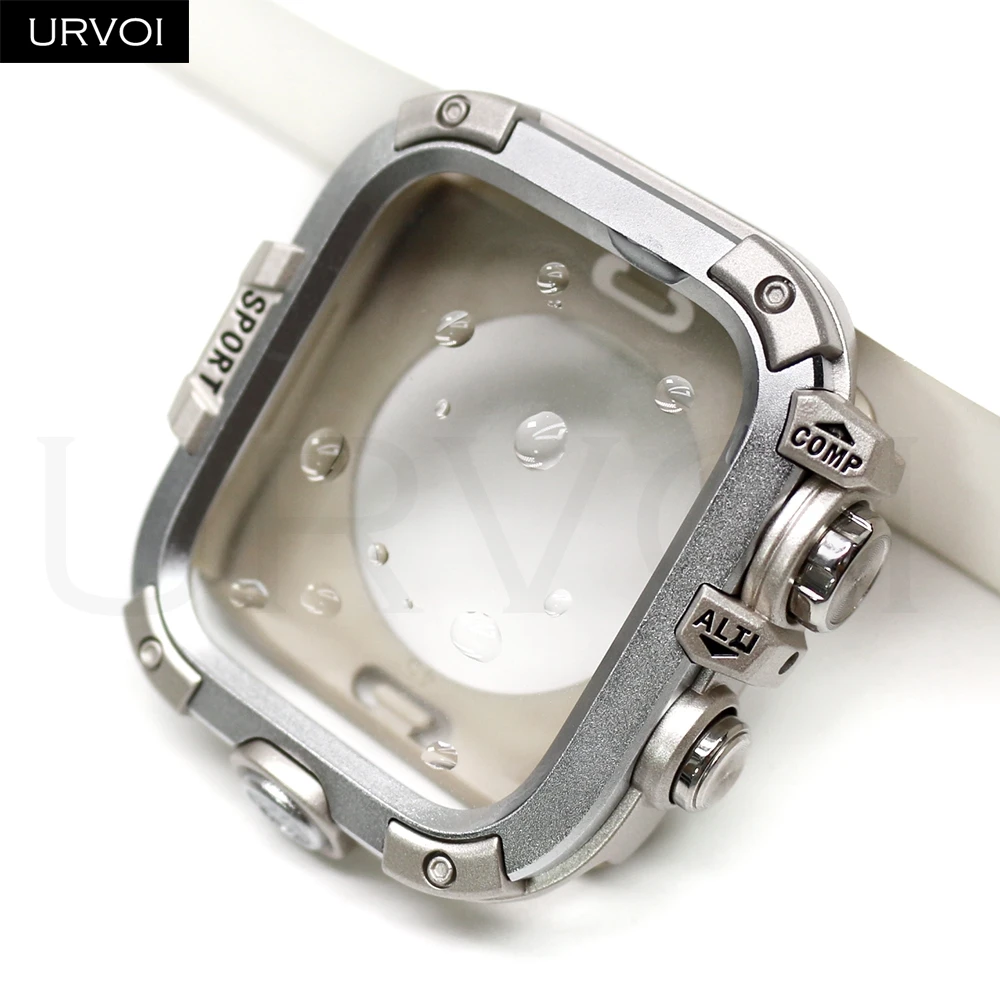 URVOI Tam Koruma Apple Watch Series 11 10 9 8 7 SE için sert tamponlu GWG ekran koruyucu, iWatch için su geçirmez gshock tasarım 46mm