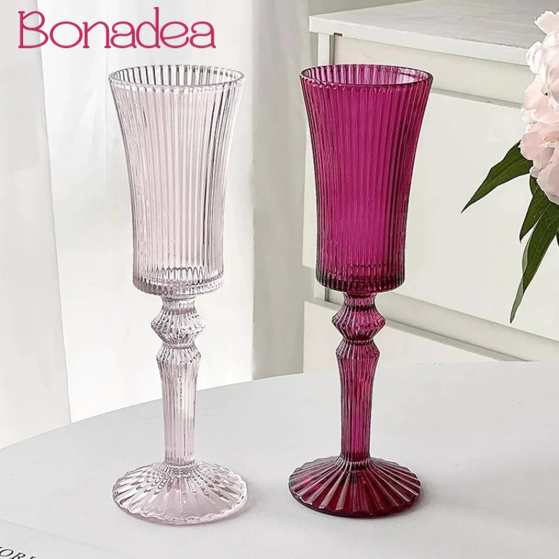 Creative Champagne Glass Goblet French Medieval Goblets Simple Vertical Striped Glasses Wine Cups Red Wine Juice Glass For Party