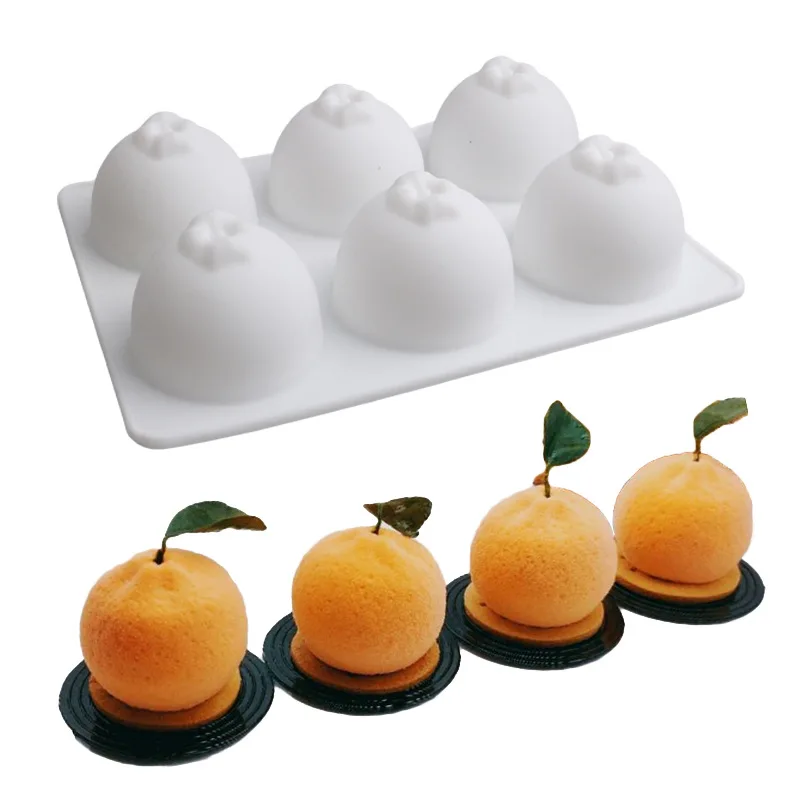 Frutta Arancione Forma Dessert Silicone Torta Stampo Cottura Al Forno Ripieno Pasticceria Mousse Pan Caramelle Pudding Cioccolatini Teglie e Vassoio Ghiaccio Arte Decorazione Strumenti