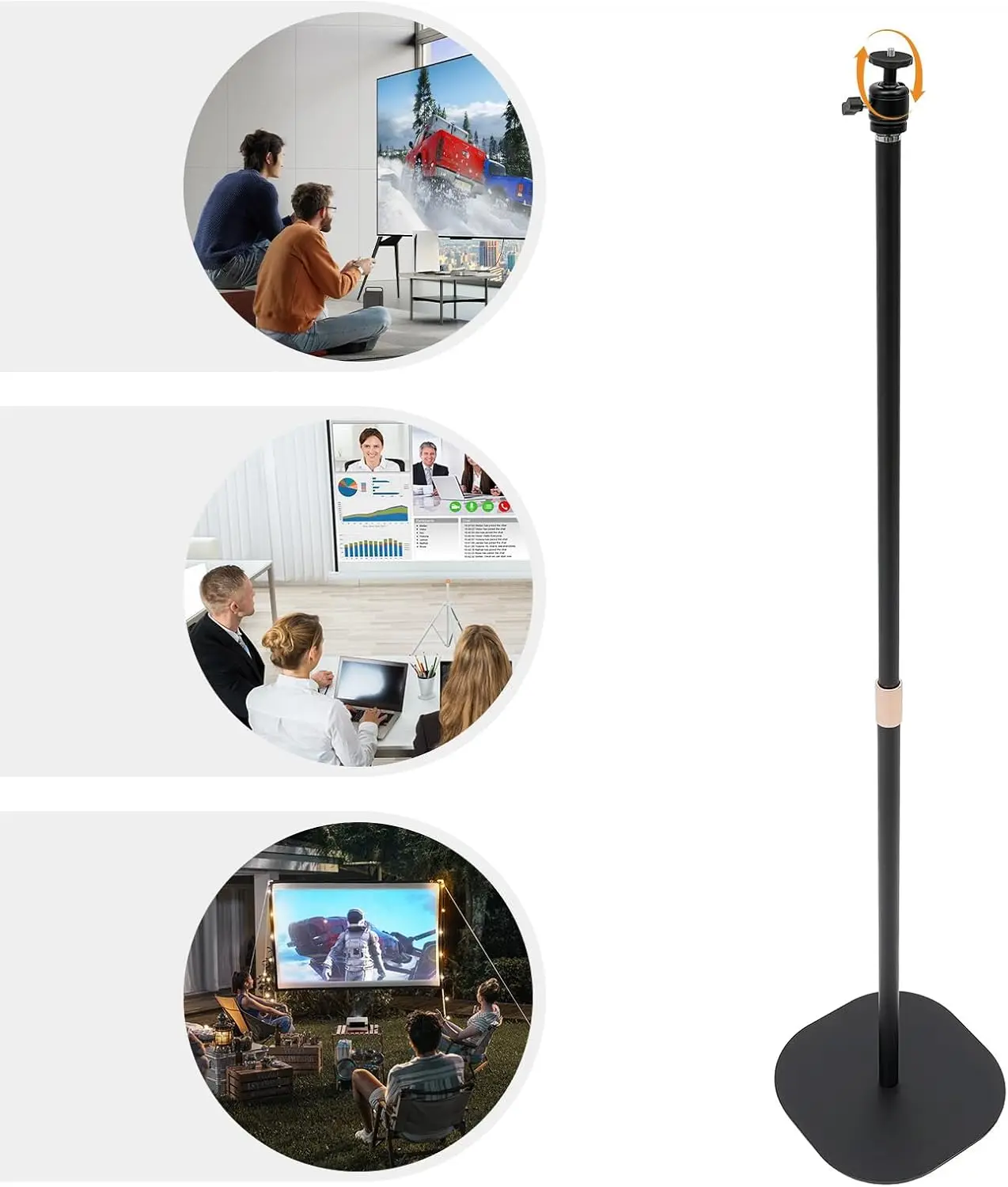 Projektorständer 65–120 cm, höhenverstellbar, 360° ° Drehbares Projektor-Stativ, Projektor-Bodenständer mit Universal-14-Gewinde – Detail 8
