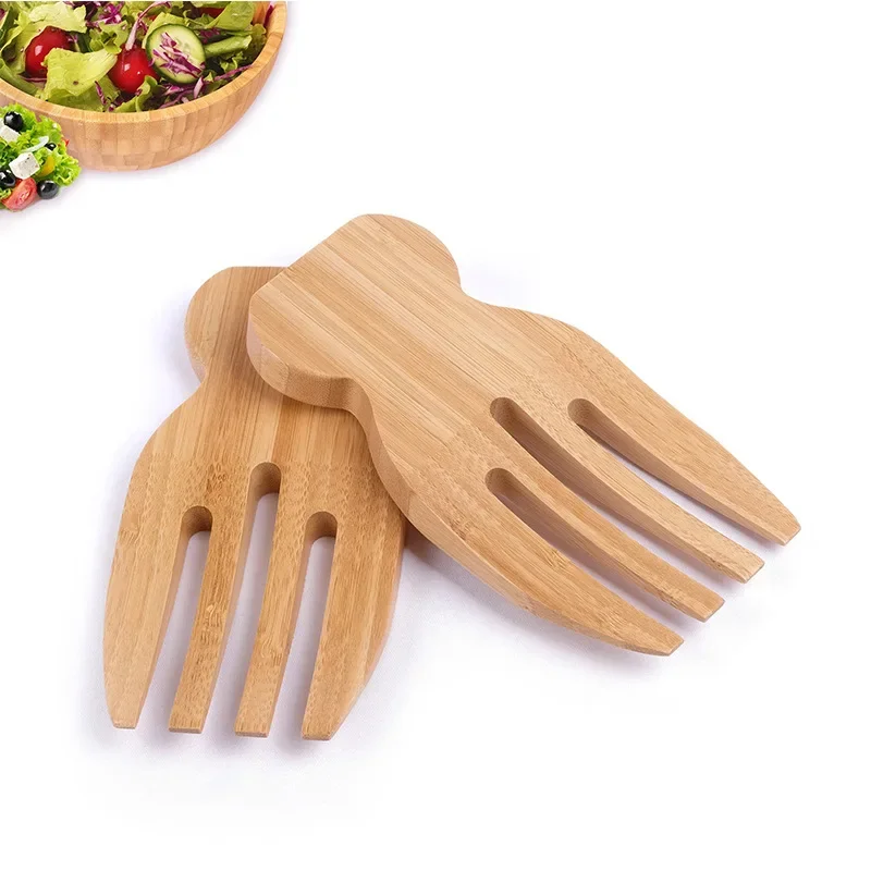 Wooden Spoon Serving Spoon Dining Spoon Dinnerware Set Rice Sieve Spoon Kitchen Tool Forks 2Pcs Bamboo Salad Hands Natural Rice Spoon Non-stick Soup Unpainted Wooden Stirring Fork Utensils Tableware