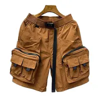 Men's Summer Solid Color Multi-pocket Cargo Shorts Trendy Brand Large Size Loose Casual Outdoor Functional Five-quarter Pants