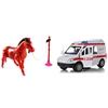 1 Set Electric Horse Around Pile Circle Toy Action Figure Toys & 1 Set Ambulance Vehicles Toys 1/32 Diecast Car Model 1