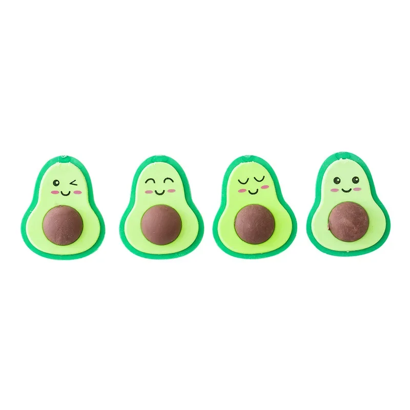 4 Pcs Cute Kawaii Avocado Pencil Rubber Eraser Student Stationery School Office Supplies Children Erasers for Kids G