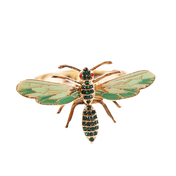 

12Pcs Dragonfly Napkin Buckle Napkin Ring Alloy Green Insect Dragonfly Drip Diamond Buckle Paper Towels Napkin Holder