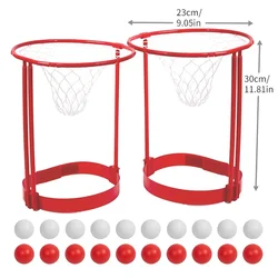 Basketball Hoop Headband Party Game - 2 Pack Adjustable Set with 20 Balls for Kids & Adults, Fun Birthday Gift (2pcs red)